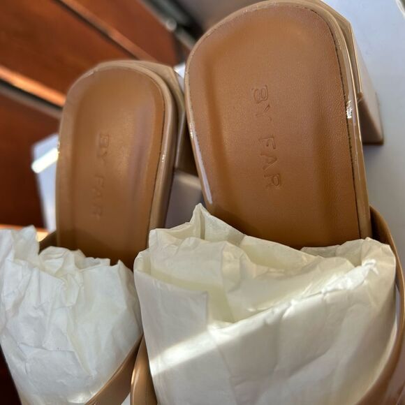 BY FAR Tanya Patent Leather Nude Mule Heel NIB - Picture 8 of 15